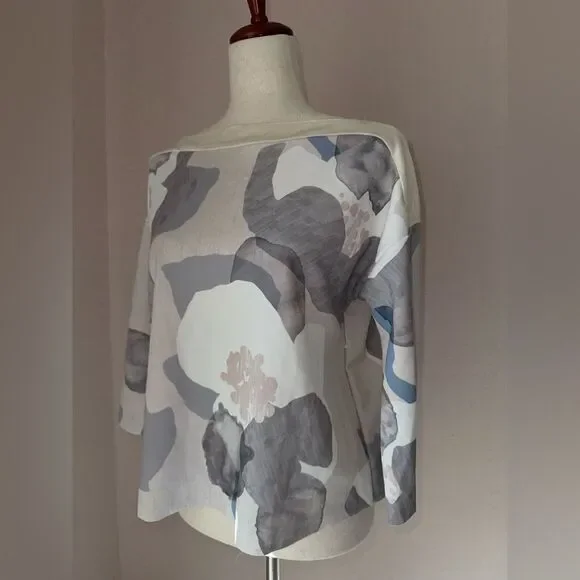 NWT Zara pull on knit light sweater, geometric details, viscose wide sleeves M - Picture 13 of 14